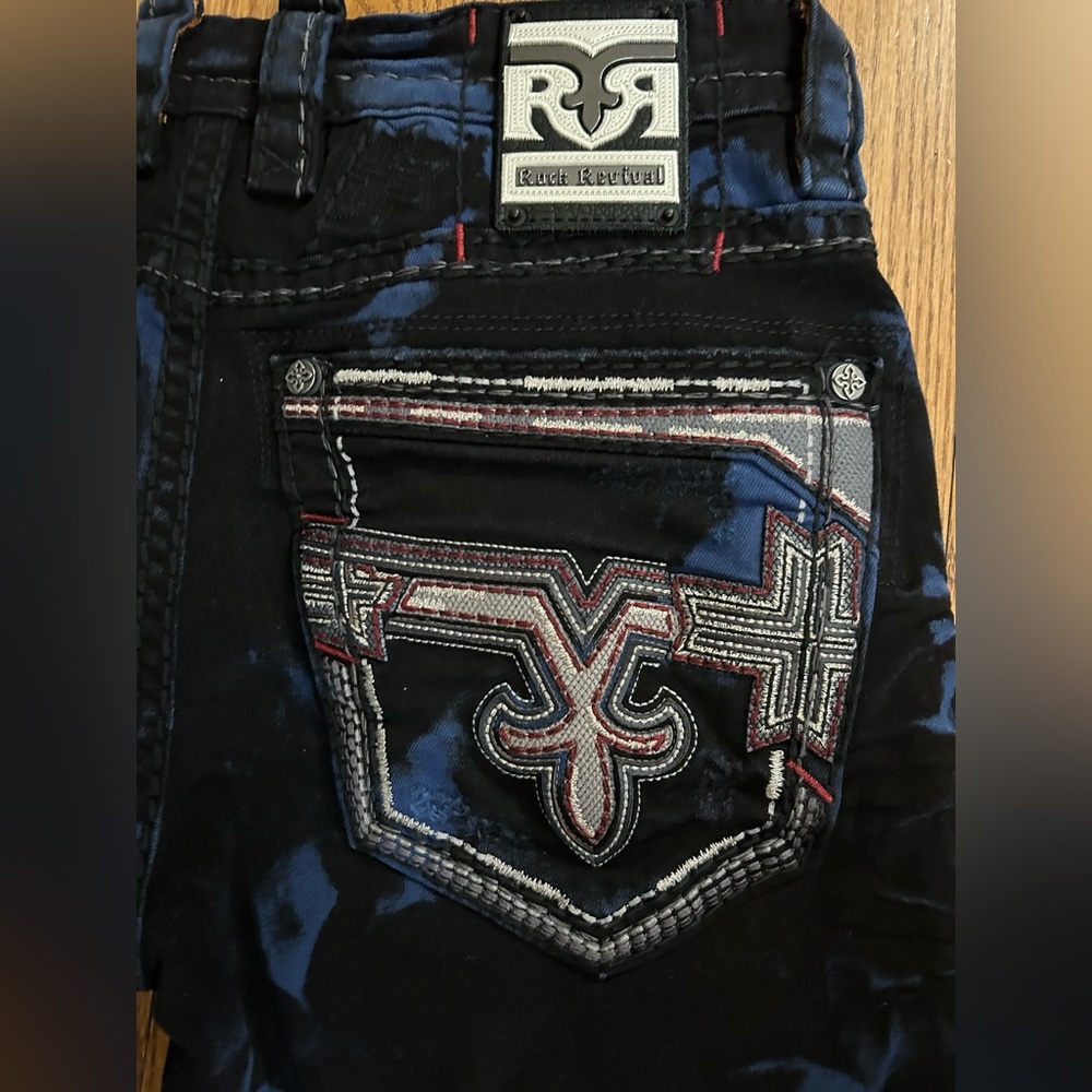 Rock Revival Black and Blue Men's Jeans.  NWOT